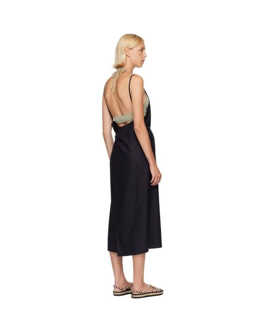 Baserange Black Yumi Apron Midi Dress