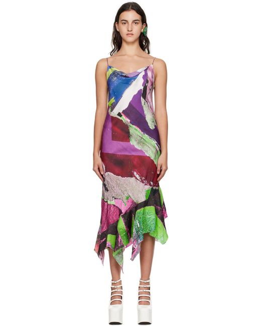 Marques'Almeida Black Marques Almeida Multicolor Printed Midi Dress