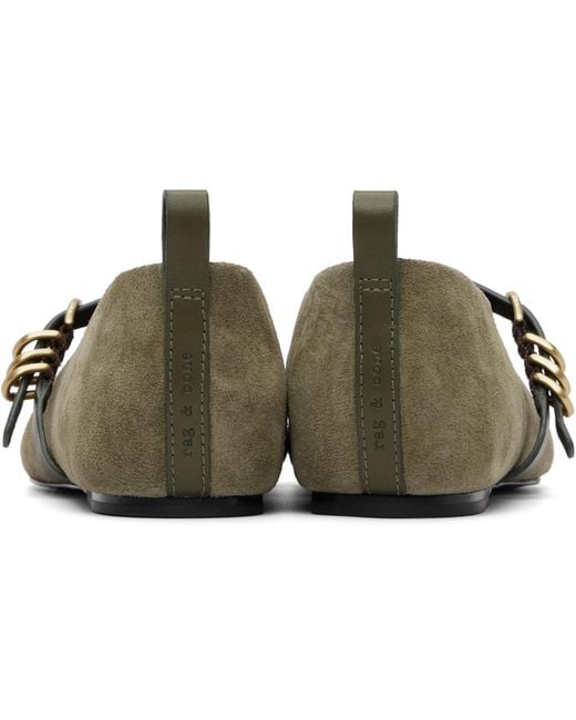 Rag & Bone Black Khaki Spire Suede Mary Jane Flats