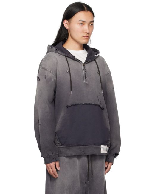 Maison Mihara Yasuhiro Gray Sun Faded Half Zip-Up Hoodie for men
