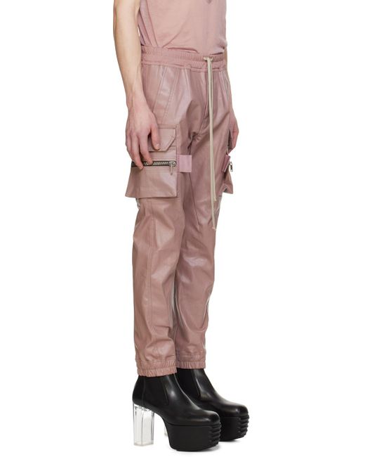 Rick Owens Multicolor Pink Mastodon Denim Cargo Pants for men