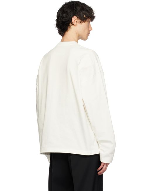 T-shirt à manches longues blanc cassé à logo imprimé Jil Sander pour homme en coloris Black