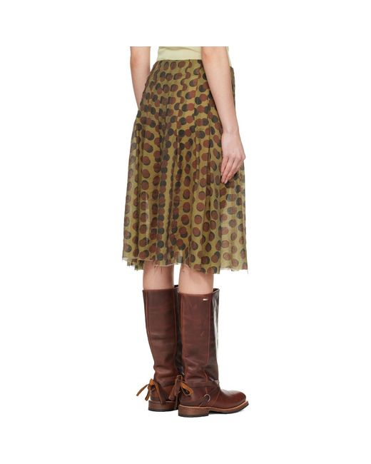 Edward Cuming Natural Khaki Optical Pleat Around Midi Skirt