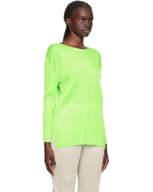 Pleats Please Issey Miyake Green Monthly Colors September Long Sleeve T-shirt