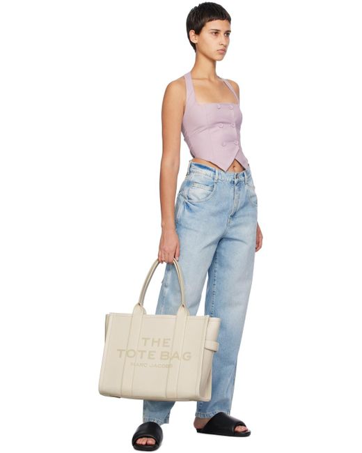 Marc Jacobs Natural Off-white 'the Leather Large' Tote