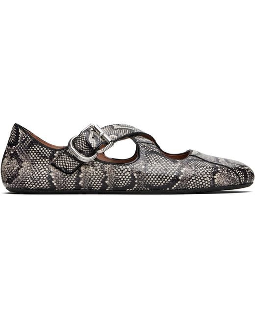 Alaïa Black Criss Cross Snake Ballerina Flats