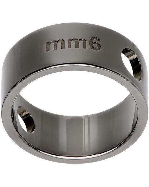 MM6 by Maison Martin Margiela Gray Gunmetal Circle Hole Ring for men