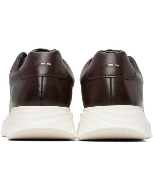 Boss Black Buffed Leather Sneakers for men