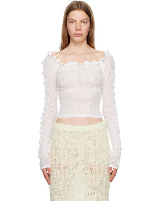 Acne White Off-the-shoulder Long Sleeve T-shirt