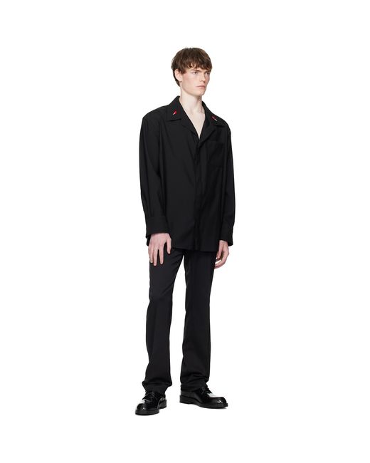 Bottega Veneta Black Matches Detail Light Wool Long Sleeve Shirt for men