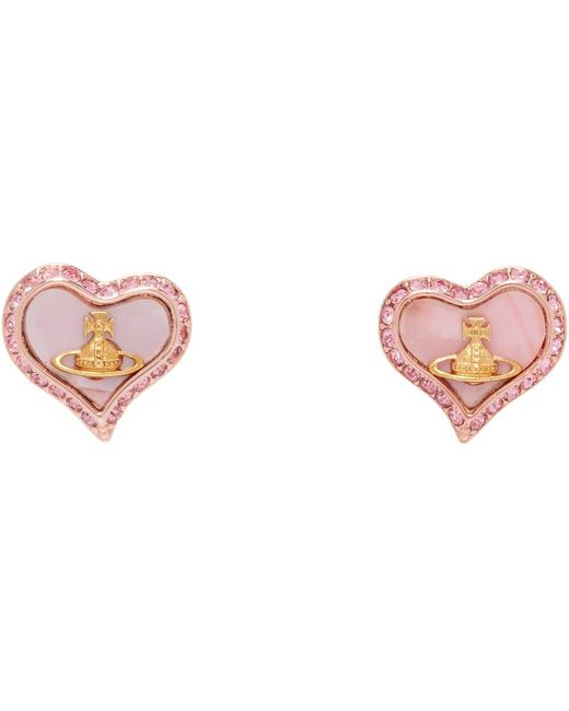 Vivienne Westwood Black Rose Gold & Pink Petra Earrings