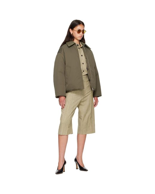 Bottega Veneta Brown Khaki Tech Nylon Down Puffer Jacket