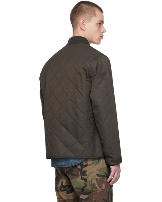 RRL Black Quilted Bomber Jacket for men