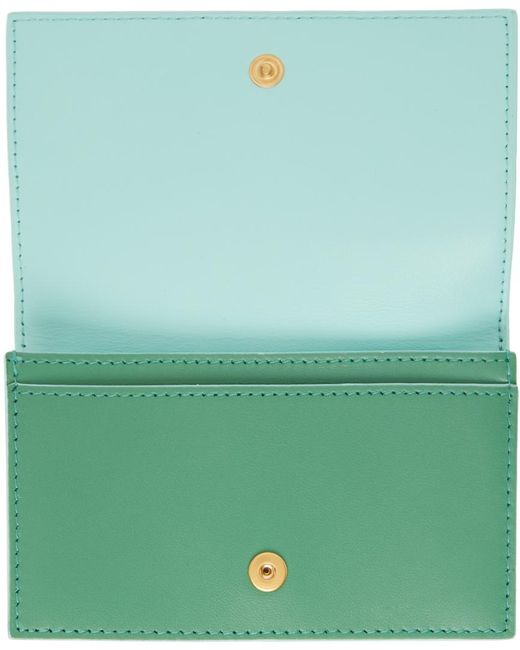 Bottega Veneta Green Intreccio Card Holder