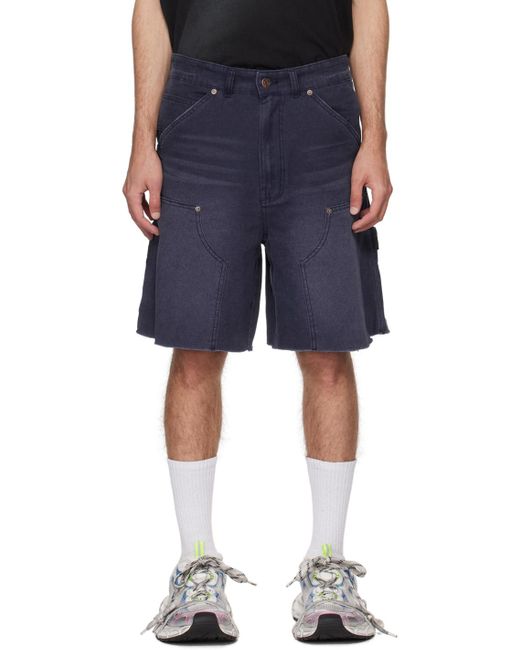 we11done Blue Faded Cargo Shorts for men