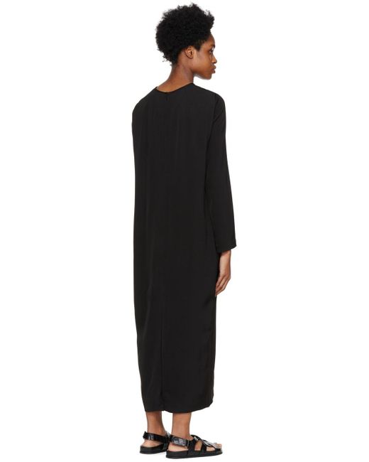 Totême  Black Slouched Shoulder Midi Dress