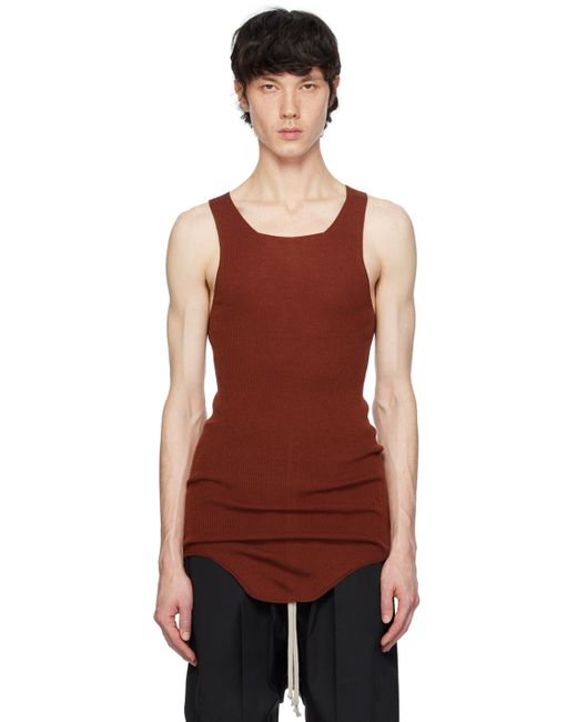 Rick Owens Red Brown Ribbed Tank Top for men