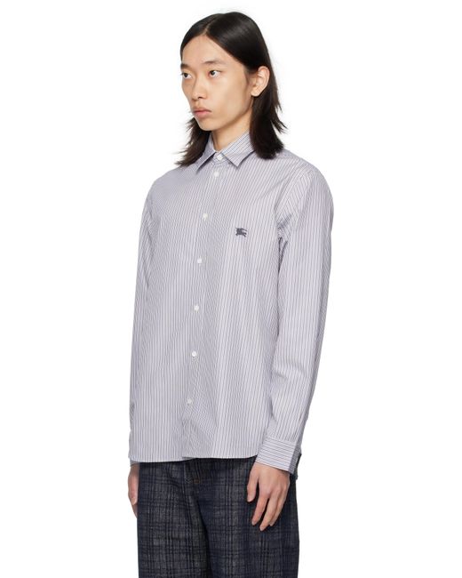 Chemise Noir Et Blanc En Coton À Rayures Burberry pour homme en coloris Gray