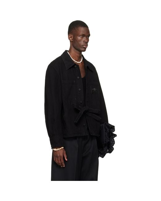 Simone Rocha Black Workwear Bow Denim Jacket for men