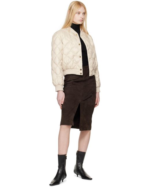 Max Mara Natural Beige The Cube Quilted Reversible Down Bomber Jacket