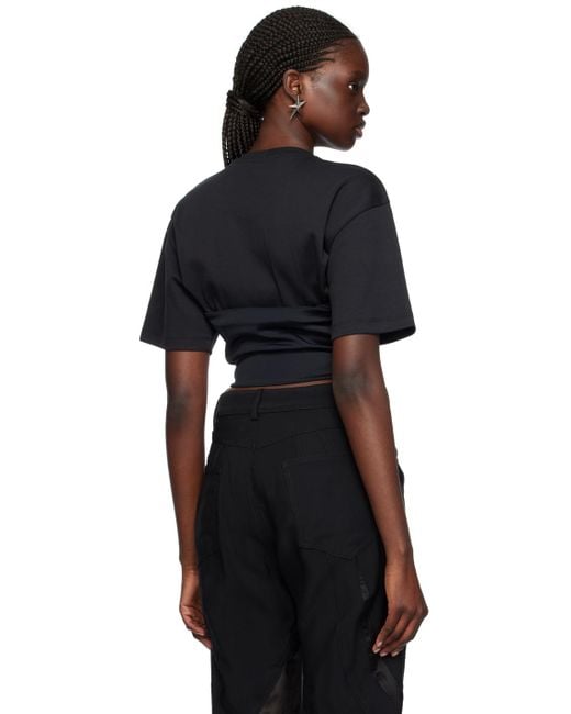 【関税込み】Mugler ブラック レースアップ Tシャツ Mugler Black Lace-up T-shirt | Lyst
