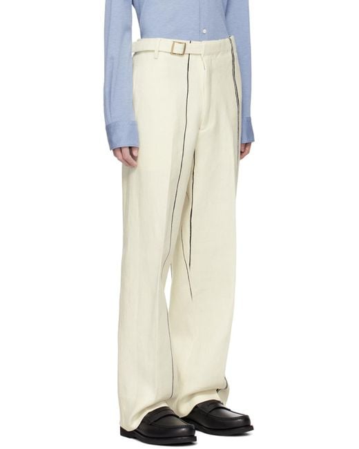 Zegna White Off- Striped Trousers for men