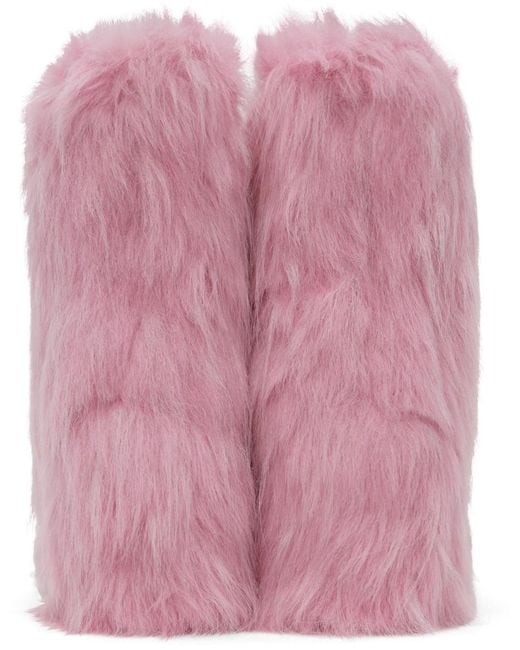 MSGM Pink Furry Boots