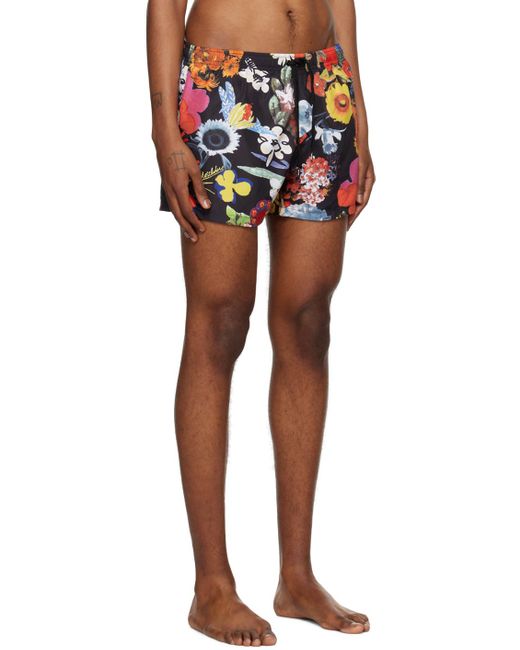 Moschino Black Multicolor Floral Swim Shorts for men