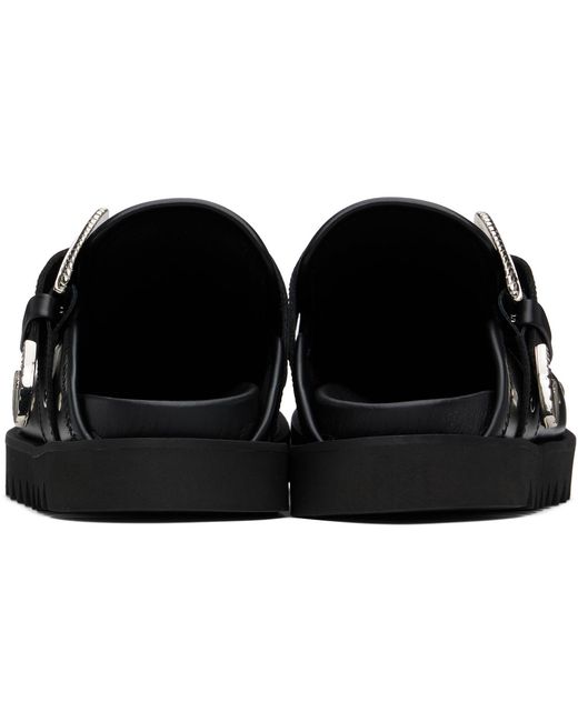 Toga Virilis Black Eyelet Metal Sabot Slip-On Loafers for men