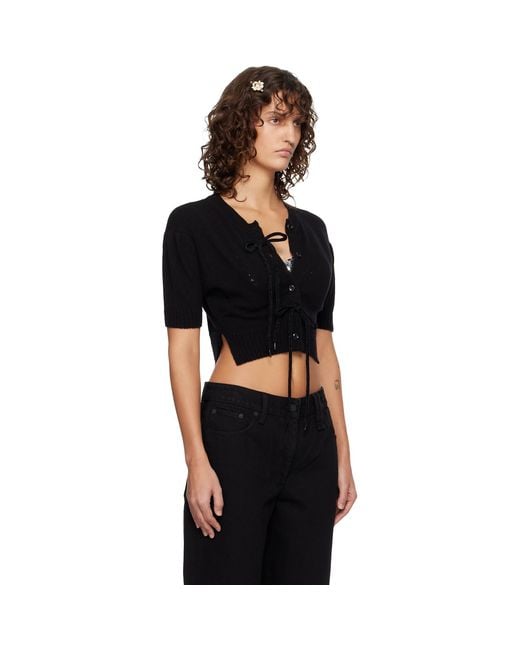 Simone Rocha Black Cropped Cashmere Cardigan