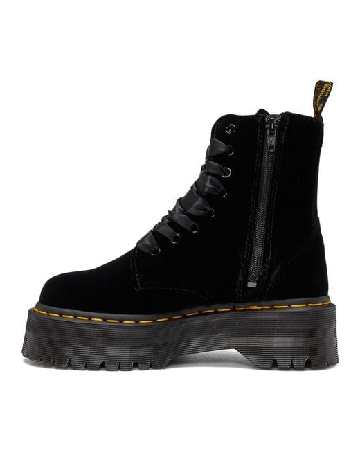 Dr. Martens Black Velvet Jadon Platform Boots | Lyst