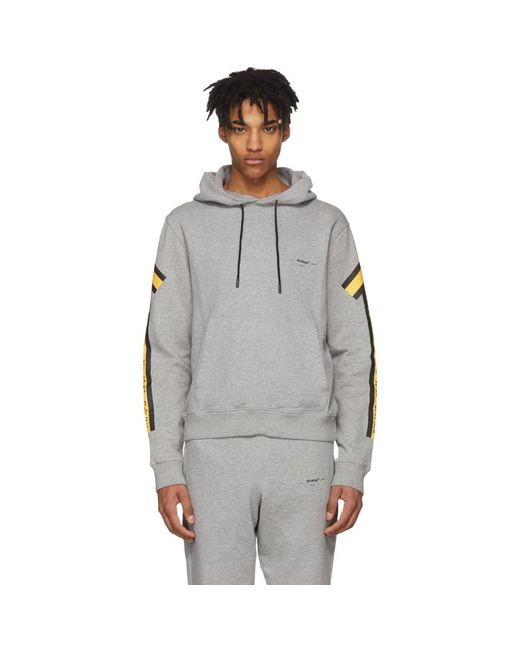 Off-White c/o Virgil Abloh Gray Grey And Yellow Arrows Hoodie for men