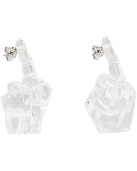 Y. Project White Midi Fuck You Earrings for men