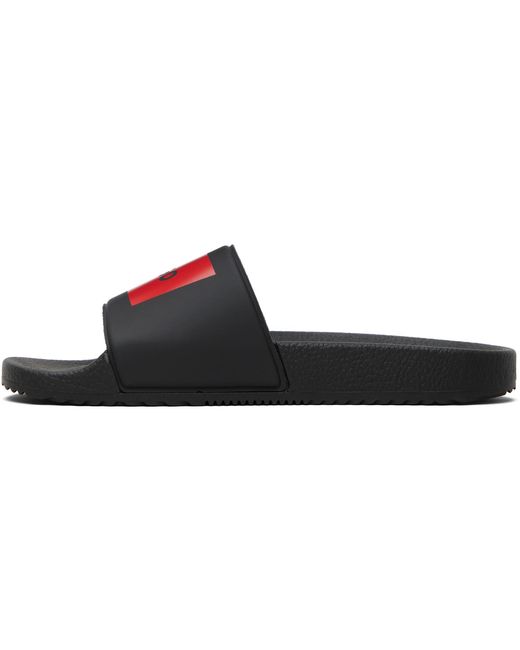 HUGO Black Logo Strap Pool Slides for men