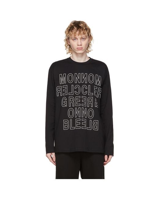 Moncler Black Logo Long Sleeve T-shirt for men