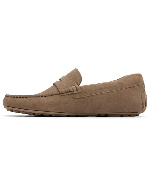 Boss Brown Penny Trim Suede Loafers for men