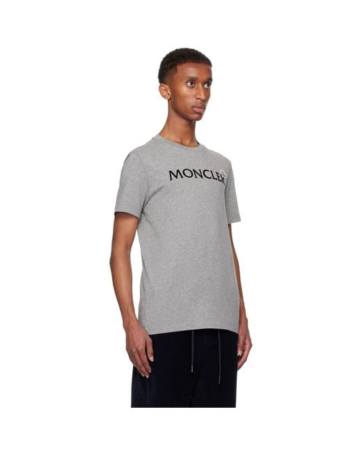 Moncler Black Flocked Logo T-Shirt for men