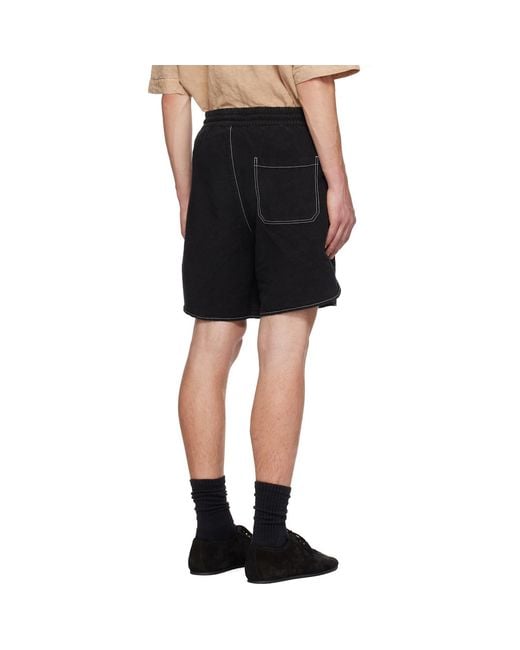 Amiri Black Script Linen Gd Shorts for men