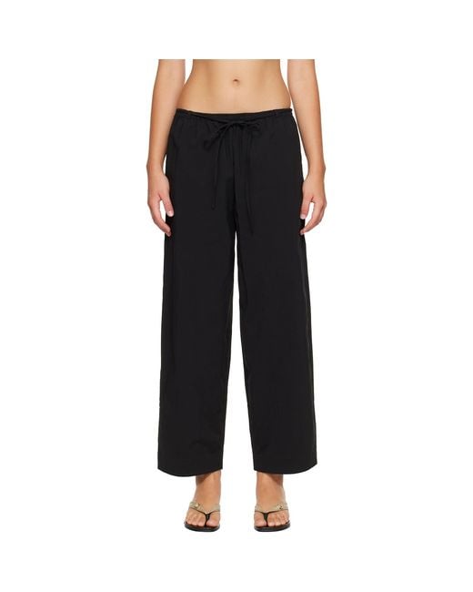 St. Agni Black Fine Rouleau Crop Trousers