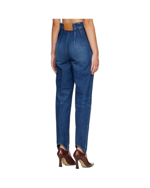 Mugler Blue Washed Denim Cigarette Stirrup Jeans