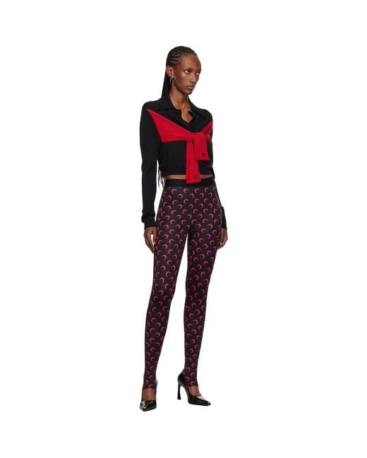 MARINE SERRE Black Moon Printed Jersey Leggings