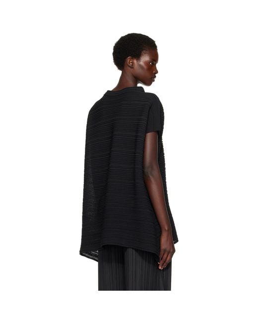 Pleats Please Issey Miyake Black Paper Bounce Knit Blouse