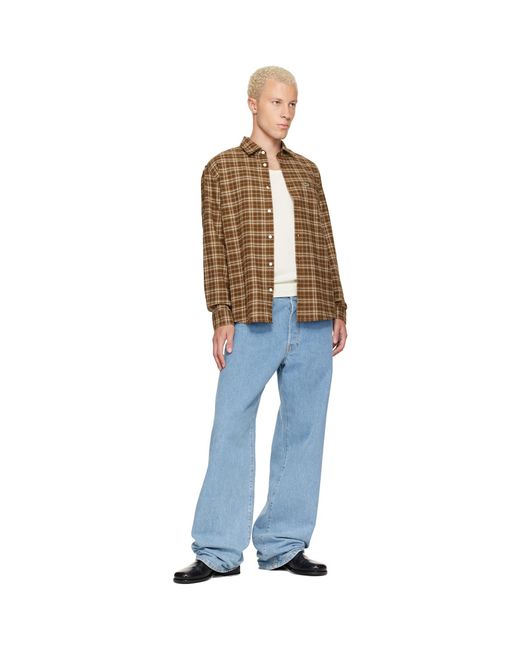 Lacoste Brown Regular Fit Plaid Flannel Shirt for men