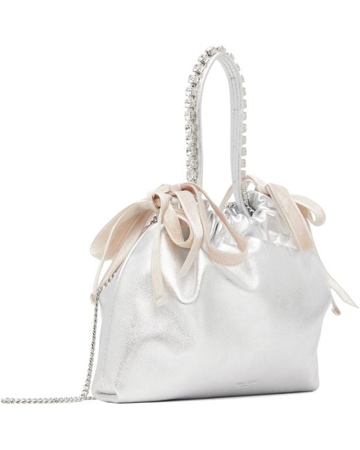 Jimmy Choo White Drawstring Mini Top Handle Bag