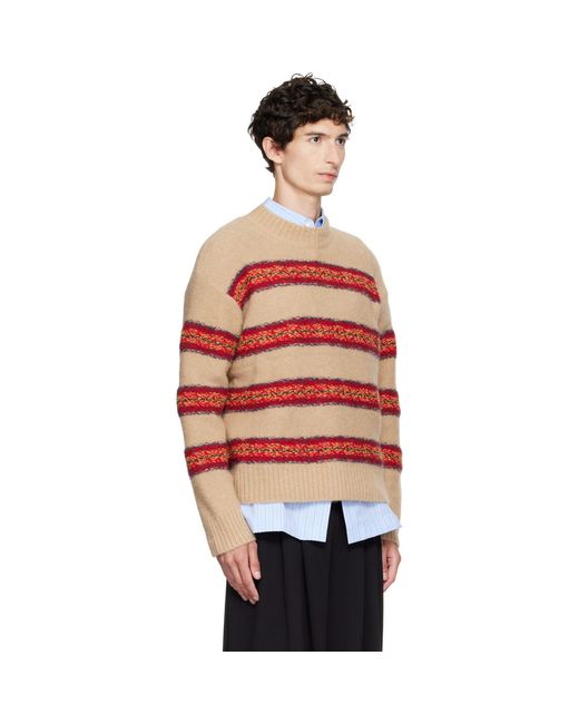 Dries Van Noten Red Jacquard Wool Sweater for men
