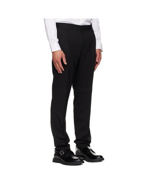 HUGO Black Extra-Slim-Fit Wool-Blend Twill Trousers for men