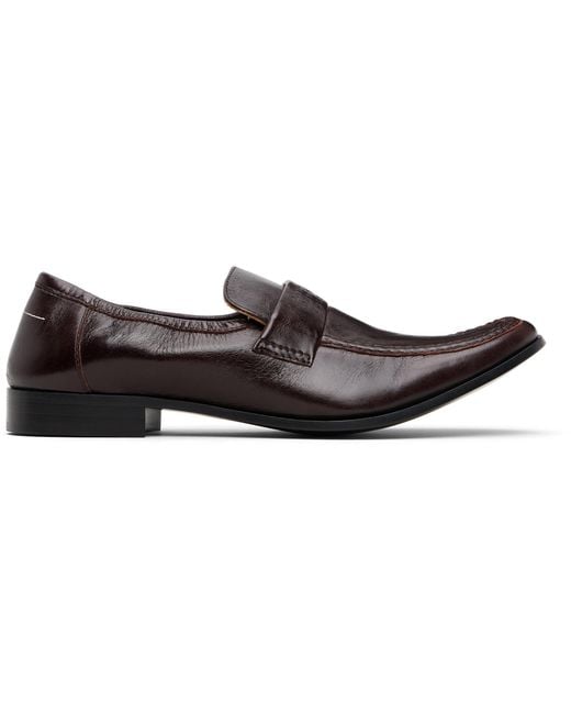 MM6 by Maison Margiela Black Swing-Toe Leather Loafers for men
