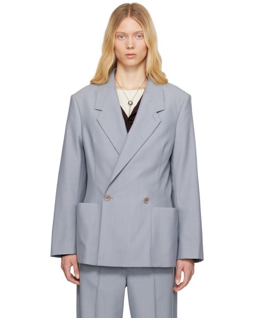 ジャケット LEMAIRE Grey melange double-breasted jacket Blue Grey Melange Double Breasted Tailored Jacket | LEMAIRE