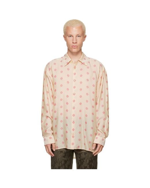 Dries Van Noten Natural Off- Loose Jacquard Shirt for men