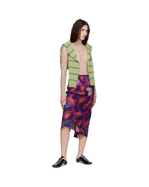 Dries Van Noten Purple Printed Midi Skirt